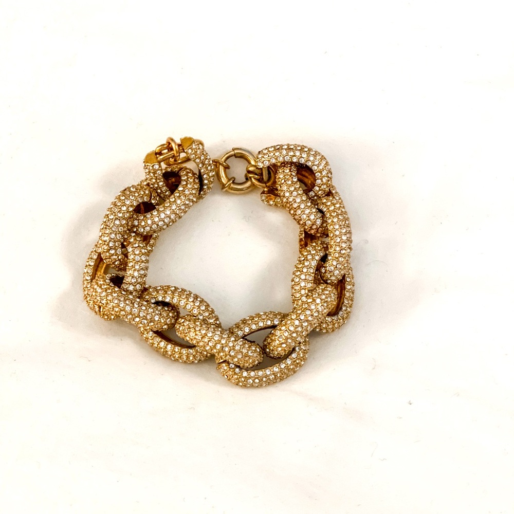 JCREW THICK GOLD PAVE LINK BRACELET